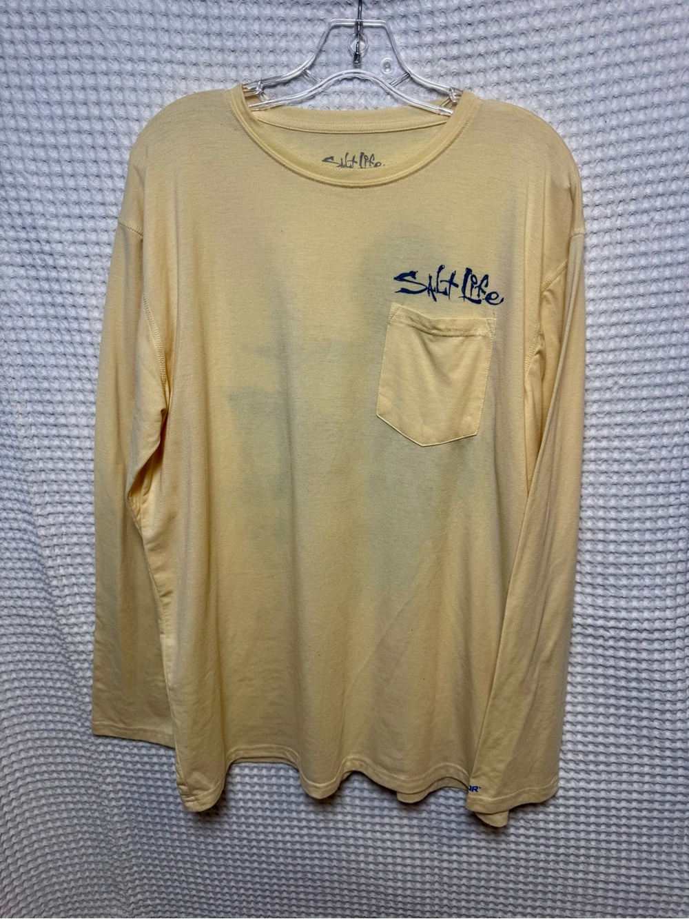 Salt Life Men’s Long Sleeve Pocket Tee - Pale Yellow, Size Large. Fishing Tee